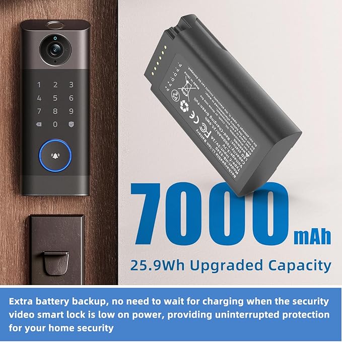 SAPBJ Battery Replacement for eufy Security Video Doorbell E340 Rechargeable Lithium-ion Backup Battery with Type-C Charge Cable Upgraded 7000mAh Capacity