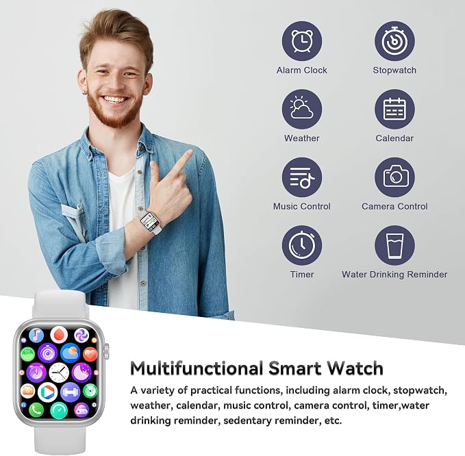 Smart Watch for Men Women(Answer/Make Call), 1.83" Fitness Watch with Heart Rate/Blood Pressure/Blood Oxygen, Pedometer, Sleep Tracker,120+ Sport Modes, IP68 Waterproof Fitness Tracker for Android iOS