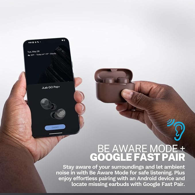 JLab, Go Air Pop+ Tones, True Wireless Earbuds, Bluetooth Earbuds with Microphone, Dual Connect, EQ3 Sound, 7572 W