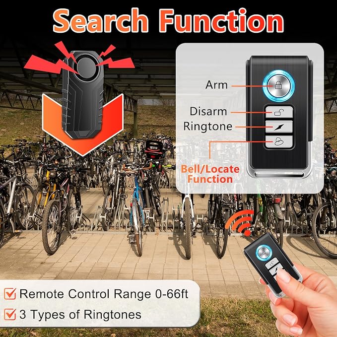 Bike Alarms,Bike Alarm Anti Theft,Bicycle Motion Sensor Anti-Theft Alarm,113dB Super Loud Bicycle Vibration Motion Sensor Siren Anti Theft Security System IP65 Waterproof, 2Pack