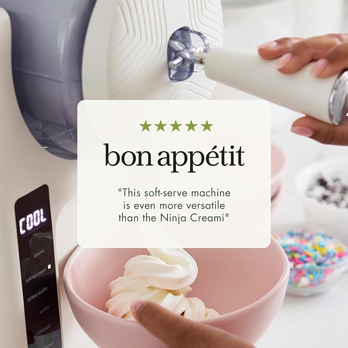 GreenPan Frost Ice Cream Maker & Slushie Machine, Mixing Bowl included, Soft Serve, Sorbet, Margaritas, Milkshakes, Frozen Yogurt, No Pre-Freezing, Ready in 15 Mins, 6 Modes, Self-Cleaning, Cream