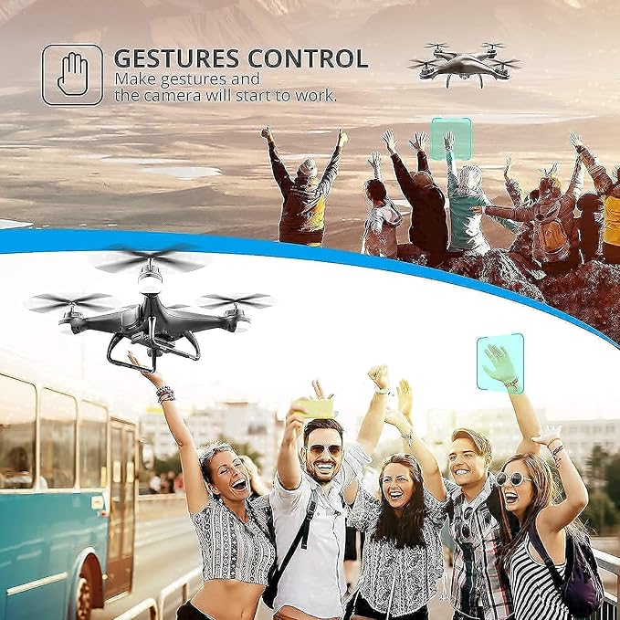 Holy Stone HS110D FPV RC Drone with 1080P HD Camera Live Video 120°Wide-Angle WiFi Quadcopter with Gesture Control, Altitude Hold, Headless Mode, 3D Flip RTF 2 Batteries and Accessories Kits
