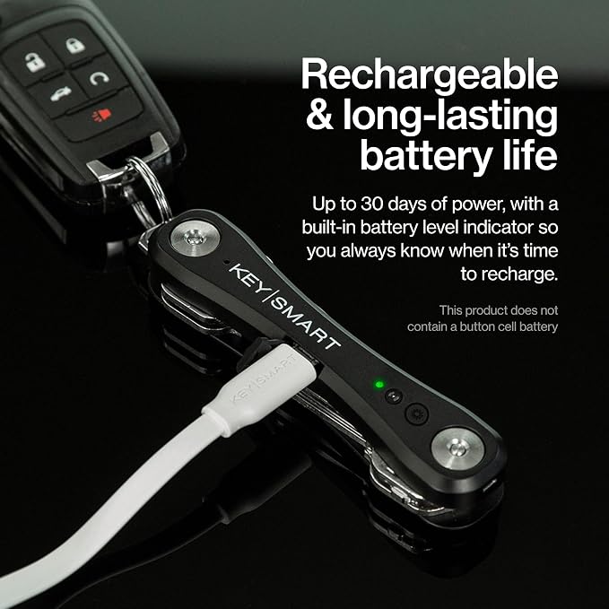 KeySmart iPro - Key Finder Locator with Sound, Keychain Key Holder, Apple Find My App Compatible, Key Organizer, Compact Clutter-Free Key Chain Tracker, Rechargeable Battery (Up to 14 Keys, Black)