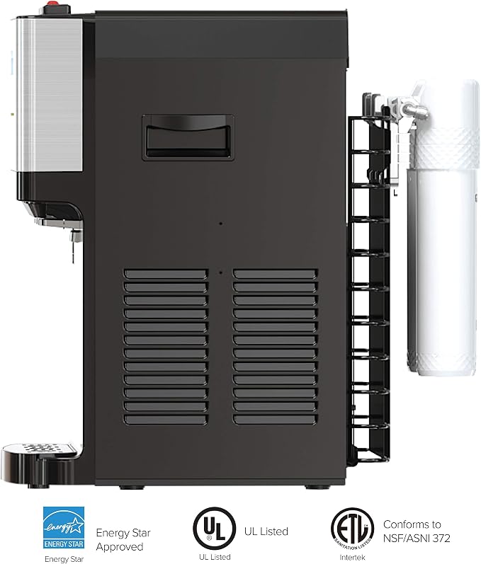 Brio Countertop Self Cleaning Bottleless Water Cooler Dispenser with Filtration - Hot Cold and Room Temperature Water. Free Extra Replacement Filters Included - UL/Energy Star Approved