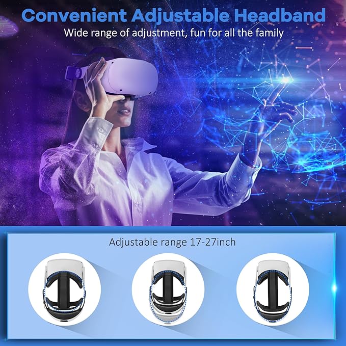 Hurra Head Strap with Battery for Oculus Quest 2, 10000mAh Fast Charging Battery Pack Extend 8H Playtime, Adjustable Elite Strap Replacement with RGB Light Enhanced Comfort Support & Balance in VR