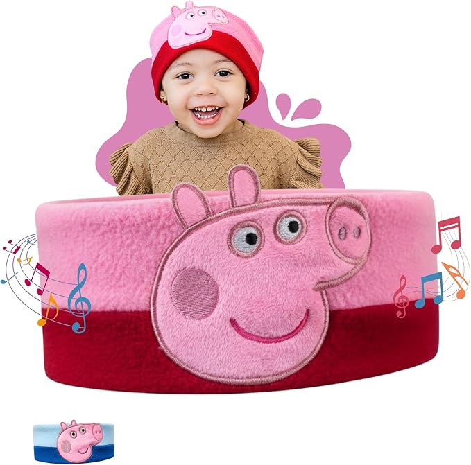Peppa Pig Headphones - Kids Headband Headphones - Bluetooth Wireless Headband - Comfortable Headphones for Plane - Safe Volume Limit - Adjustable, Travel, School, and Sleep (Peppa Pig)