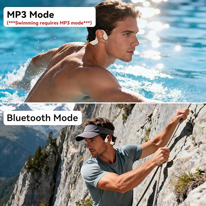 Soft Liquid Silicone Bone Conduction Swimming Headphones Underwater,IPX8 Waterproof Earbuds,Open Ear Swim Headphone with Skin-Friendly Silicone/Built-in 32G MP3-Player Earphones for Swim-Beige Orange