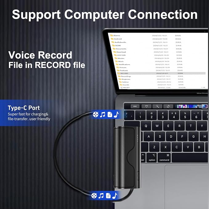 64GB Magnetic Voice Activated Recorder,5000mAh Long Lasting Battery for 35 Days Continuous Recording,360° Omni-Directional Mic,Discreet No-Light Digital Voice Recorder & Audio Recording Device
