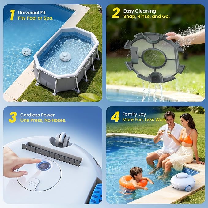 [2026 New] AQUVII K2 Pool Robotic Pool Cleaner, 120-Min Runtime, Powerful Suction for Above Ground & In-Ground Flat Pools up to 1140 Sq.ft, Self-Parking, Lightweight