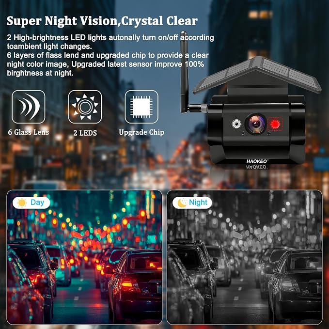 HA7 Magnetic Solar Wireless Backup Camera Rechargeable Battery IP69 Waterproof 1080P Night Vision Rear/Front View WiFi Camera No Wiring for Boat Trailer/RV/Truck/Camper for iPhone Android