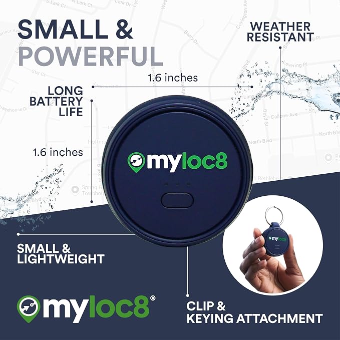 Highly Precise GPS Tracker for Keys, Backpack, Luggage & Kids – Built-in SIM, SOS Button - Smart Tag with Real-Time Tracking, Waterproof, iOS & Android Locator Device (Subscription Required)