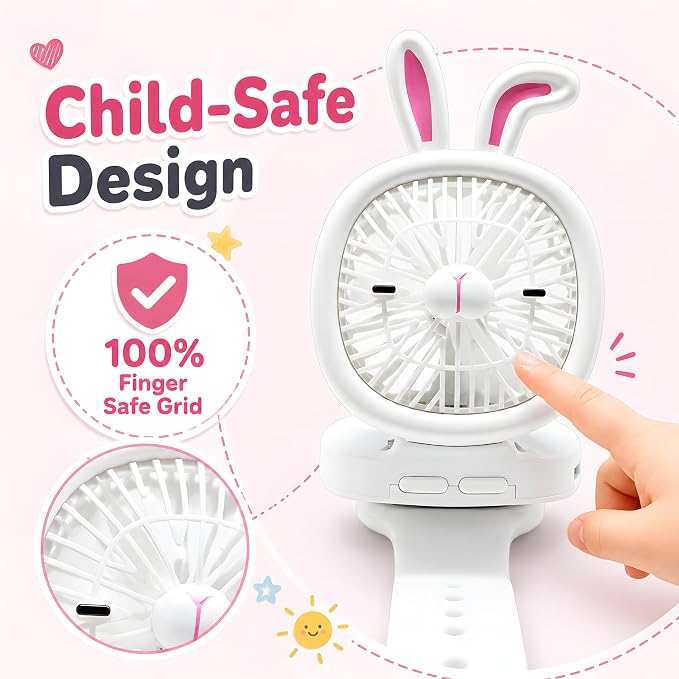 Wearable Personal Fan, Portable Handheld Fan USB Rechargeable, Wrist Fans with LED Lights, Mini Portable Fan for Kids & Adults, Fan for Travel Theme Park Essentials, Bundle 3 Pack