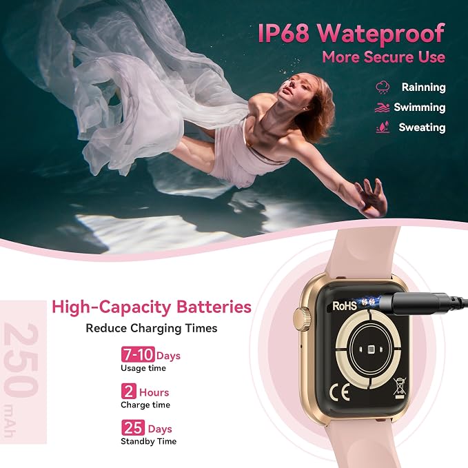 Smart Watch for Men Women(Answer/Make Call), 1.83" Fitness Watch with Heart Rate/Blood Pressure/Blood Oxygen, Pedometer, Sleep Tracker,120+ Sport Modes, IP68 Waterproof Fitness Tracker for Android iOS