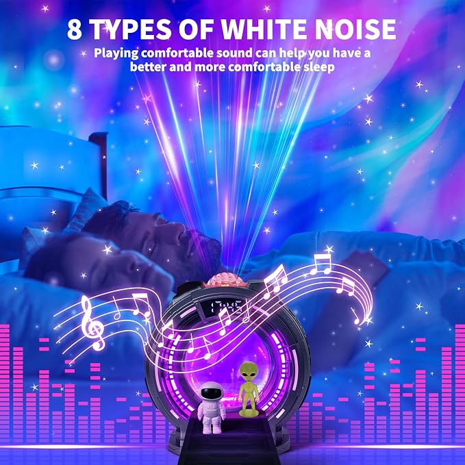 Star Projector Light with Bluetooth Speaker, Plasma Balls Galaxy Starry Projector with Aurora Lighting and Remote Control, LED Clock Lamp Sky Night Light for Kids Bedroom