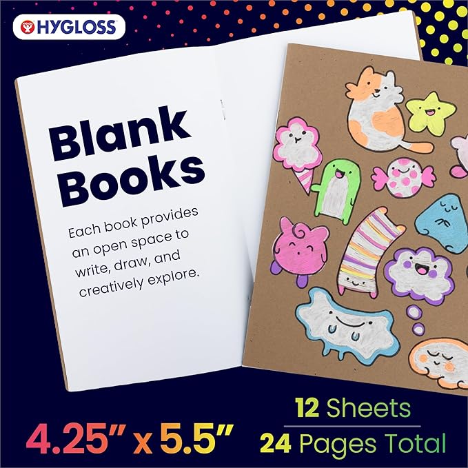 Hygloss Blank Books - Bulk 10 Pack – 4.25" x 5.5" A6 Kraft Paperback Blank Books for Kids to Write Stories, Doodle, Arts & Crafts – Plain Drawing Sketchbook, Unlined Journal, Notebook Without Lines