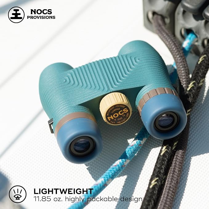 Nocs Provisions Standard Issue 10x25 Waterproof Binoculars, 10X Magnification, Bak4 Prism, Wide View Multi-Coated Lenses for Bird Watching, Hiking & Backpacking - Pacific Blue II