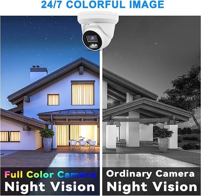 4K 8MP PoE IP Turret Camera Outdoor 24/7 Full Color Night Version 2.8mm 105° Wide Angle, H.265, IP67, Compatible with Uniview NVR, NDAA Compliant IP Security Camera