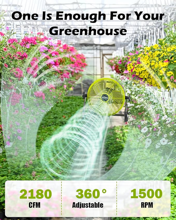 14" Solar Fan, 25W Solar Powered Cordless Greenhouse Fan, Rechargeable Battrey, Portable, 360° Tilt, 8~60H Runtime, for Outdoor Camping Gazebo Chicken Coop Patio Travel Shed Barn