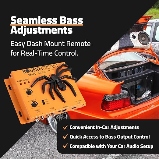 SoundStream BX-10N Bass Restoration Processor with Parametric Bass Equalizer, Digital Bass Processor for Car Audio, Balanced Inputs & Dash Mount Remote Control - Orange