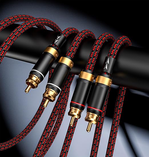 Auidophile 2RCA Male to 2RCA Male Stereo Audio Cable,Gold Plated | 4N Oxgen-Free Copper Core (3 Feet (1M))