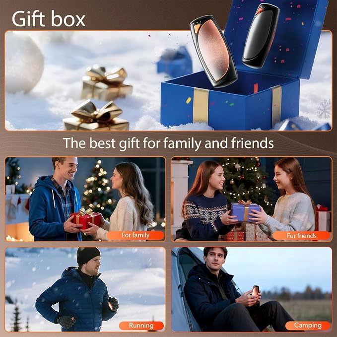 Hand Warmers Rechargeable 2 Packs, Double Sided Heating with AI Charging Case, 14000mAh Electric Hand Warmer Ultra Long Battery Life, Portable Heater Gifts for Christmas,Camping,Hunting