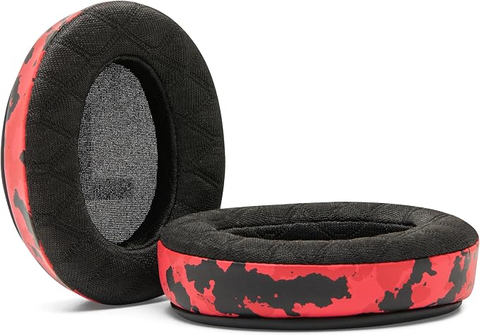 WC Freeze V2 Cloud - Angled Cooling Gel Earpads Compatible with HyperX Cloud Series by Wicked Cushions | Angled Pads for Extreme Comfort, New Freeze V2 Cooling Fabric, Extra Thick | Red Camo