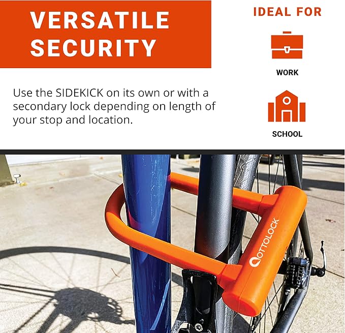 OTTOLOCK Sidekick Compact U-Lock – Lightweight Anti-Theft Bike Lock for Road, Mountain & Electric Bikes with Keys | bike-locks