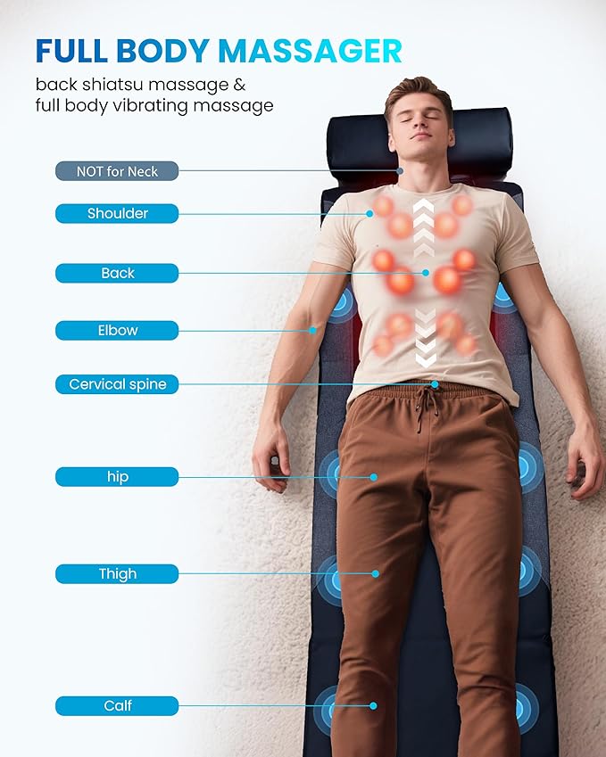 COMFIER FSA Full Body Massage Mat with Heat,HSA Eligible Shiatsu Back Massager for Pain Relief Deep Tissue Kneading&Vibration,Heating Chair Massage Pad for Recliner Sofa Bed,Mother‘s Day Gifts for Mom