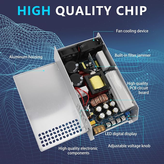 12V 125A 1500W Power Supply Transformer, 110V AC to DC 12V Converter Adapter 125A 1500W SMPS, DC Switching Power Supply for LED Strip Motor Pump CCTV Camera System Car Stereo 3D Printer