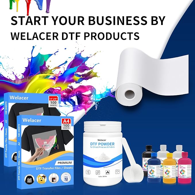DTF Ink 100mlx6 for ET-8550, ET-2850 L1800, R1390, I3200, XP600, XP-15000, DX5 DX7, TX800, L800, 1430, P400,Heat Transfer Ink Conversion Kit Refill for All DTF Printers,for DTF Film