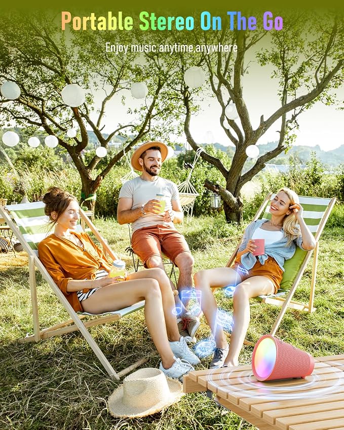 Bluetooth Speaker Wireless, Bluetooth 5.3 Shower Speaker with 9 RGB Lights & 20H Playtime, IPX6 Waterproof Speaker with TWS Pairing, Portable Speaker for Home, Beach, Travel & Birthday Gifts