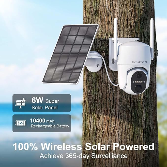 HOSAFE.COM 4G LTE Cellular Solar Security Camera Wireless Outdoor, Free Cloud Storage, No WiFi Security Camera, 64GB SD Card (2X Storage Than 32G), PIR Motion Sensor, Built-in SIM Card for Barn Farm
