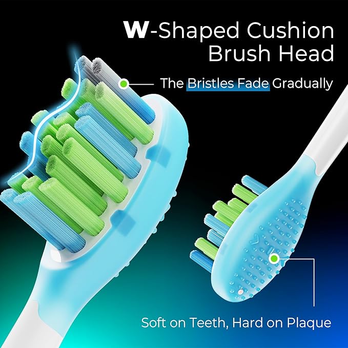 7AM2M Sonic Electric Toothbrush for Adults&Teens with LED Screen, 5 Modes, One Charge for 365 Days, 2 Minute Timer, with 8 Brush Heads and Travel Case (Black)