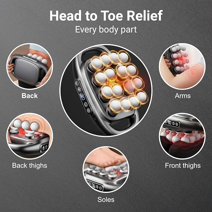 Deep Tissue Percussion Massager with 3 Modes and 30 Intensities, 16-Head Massage Gun Set, Quiet Muscle Massager for Relieving Back, Shoulder, Leg, Foot, and Body Muscle Pain