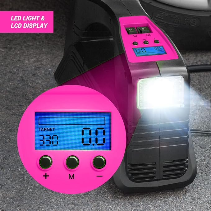 Electric Air Compressor Tire Inflator AC/DC Portable for Car – DC 12V, Home – AC 110V, Upscale, with Digital Pressure Gauge, Air Pump for Car Tires, Motorcycle, Bike, Basketball and More