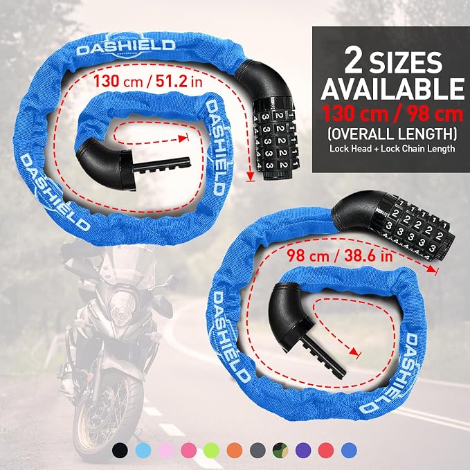 Bike Chain Lock Security 5 Digit Resettable Combination, 38.6 inches Heavy Duty Anti Theft Lock Chain for Bicycle, Motocycle, Scooter, Gate, Fence (Blue, 3.2ft)