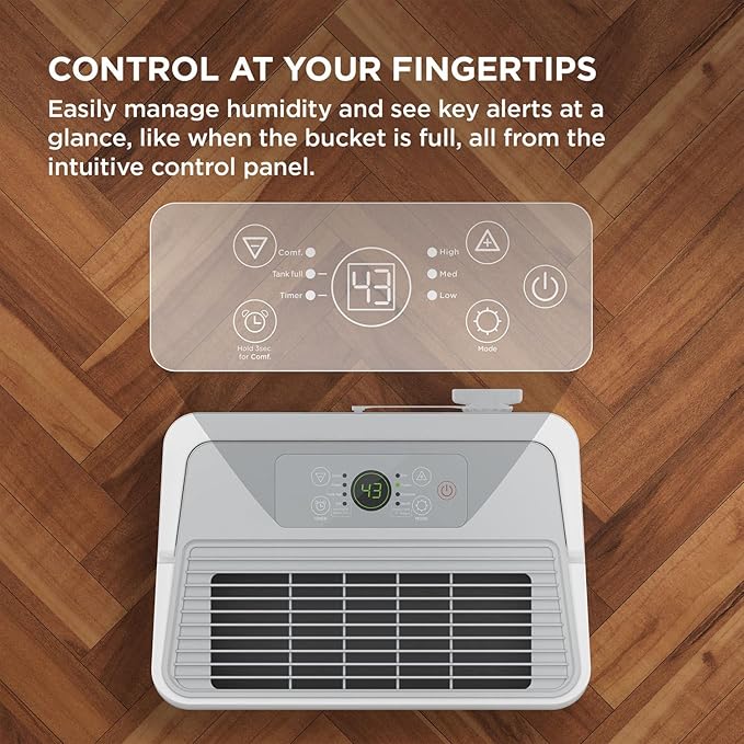 TCL 25-Pint Capacity Quiet, Energy Efficient Portable Dehumidifier, Precise Humidity Control, Bucket or Continuous Drain, Compact Humidity Absorber for Home, Attic, Garage & Rooms up to 2000 Sq Ft