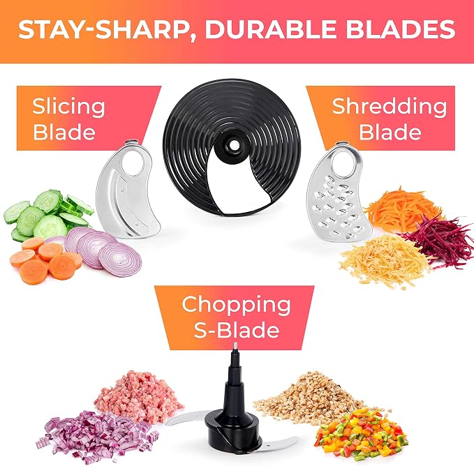 Mueller Ultra Prep Food Processor Chopper for Dicing, Slicing, Shredding, Mincing, and Pureeing, Food Chopper for Vegetables, Meat, Grains, Nuts, 8 Cup, Silver