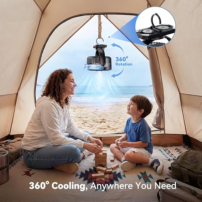 Magnetic Cruise Ship Approved Fan, 12000mAh Battery Travel Fan with Cold Mist Spray, 4 Speeds, LED Lights, Timer, Portable Fan for Golf Cart, Bedroom, Camping, Cruise Must Haves Essentials 2026