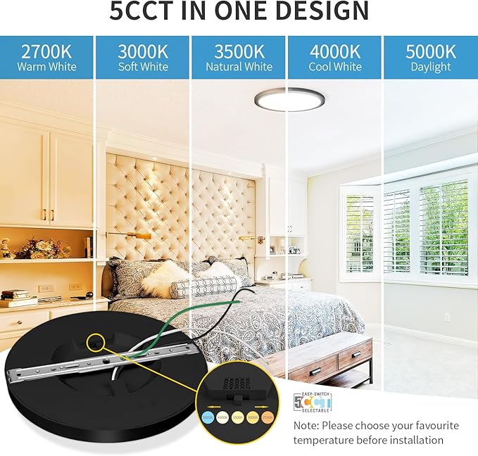 mw 4 Pack LED Flush Mount Ceiling Light, 12 Inch Round Black Ceiling Light, 25W 120V 5CCT, Dimmable, Close to Ceiling Light Fixtures for Bedroom, Kitchen, Hallway, Laundry