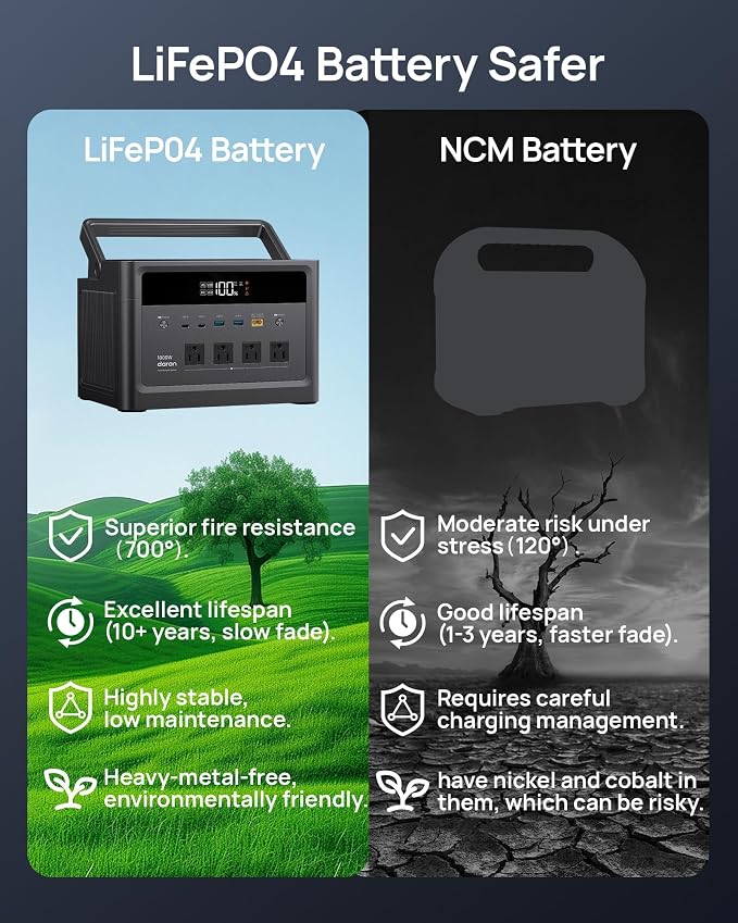 DaranEner 1000W Solar Generator (2000W Peak), 576Wh LiFePO4 Battery Portable Power Station, 1.8H Fast Charge, Home Emergency Backup, Portable Generator for RV Camping, Travel (Solar Panel Optional)