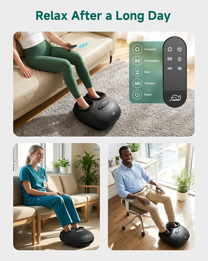 Snailax 2026 Shiatsu Foot Massager with Heat, Deep Kneading, Compression, Vibration,FSA Eligible Hsa Electric Feet Massage Machine for Plantar Fasciitis,Neuropathy, Gifts for Father, Dad