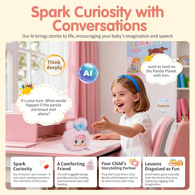 AI Smart Stuffed Animal with ChatGPT - Multilingual Emotional AI Companion Plush Toy, Interactive Learning Assistant & Memory Trainer for Kids 3+, Parental Control App with Chat Summary