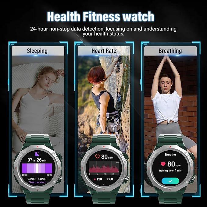Smart Watch for Men (Answer/Make Calls), Rugged Men's Military Smartwatch, 1.39" HD Fitness Tracker with Heart Rate/Sleep/Step Monitor, 110+ Sport Modes, IP68 Waterproof Activity Tracker Android iOS