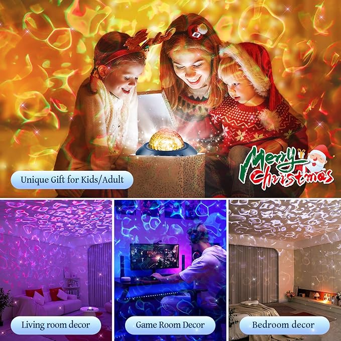 Galaxy Projector for Bedroom, White Noises & Bluetooth Night Light Projector,360° Full Coverage Ceiling Projector Galaxy Light Projector,Remote Timer Night Sky Projector Ocean Light Projector