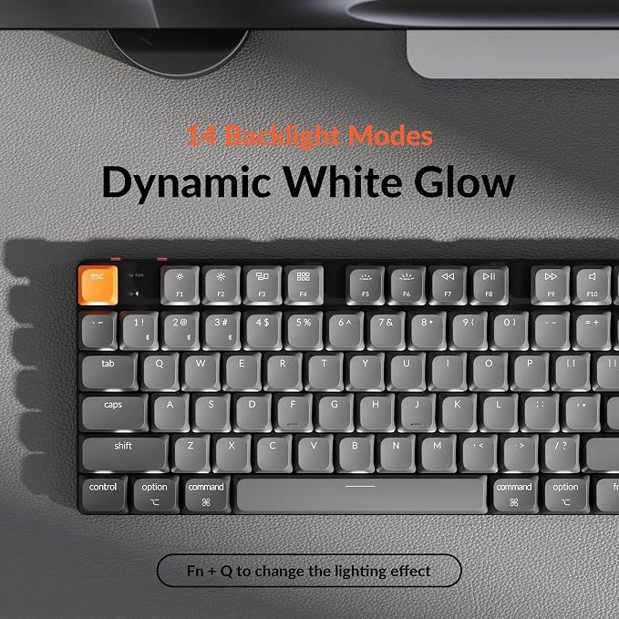 Keychron K5 Version 2 Wireless Bluetooth 5.2 Mechanical Keyboard, Low Profile Milk POM Switch Full-Size 100% Layout QMK Programmable, White Backlit with Shine-Through Keycaps for Mac Windows Linux
