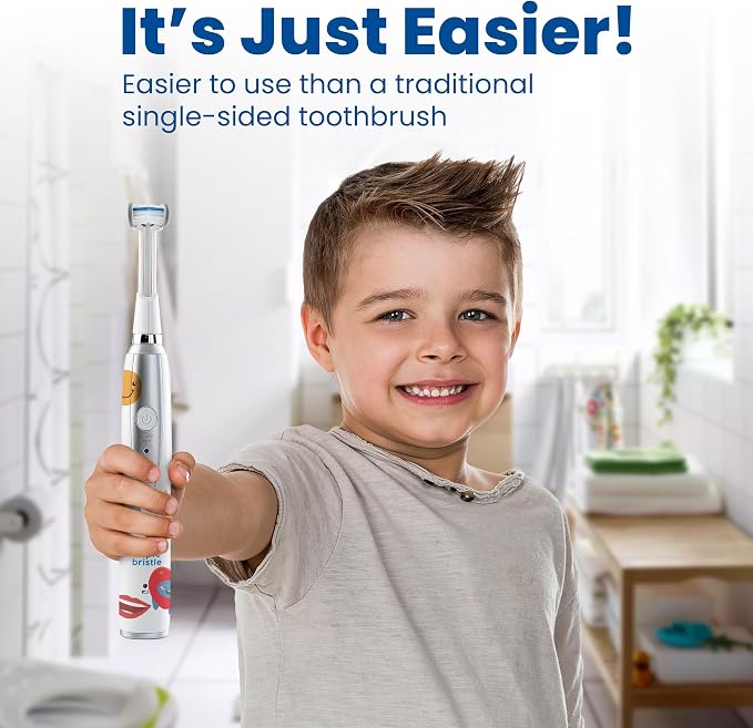 Triple Bristle Kids Sonic Toothbrush | 1 Pack | 3 Sided Toothbrush to Clean Teeth and Gums | Dentist Created & Approved | Fun Sticker Rewards | Rechargeable Three Sided Toothbrush for Kids