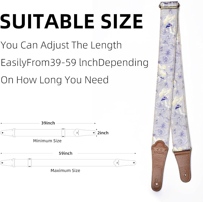 Guitar Strap, embroidery Jacquard Adjustable Guitar Straps for Acoustic/Bass/Electric Guitar, Includes Guitar Pick, Strap Button and Strap Lock, Constellation Gift (Gemini)