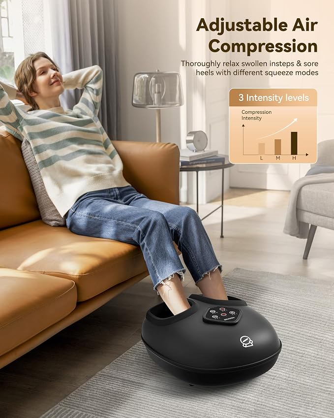 COMFIER 2026 Shiatsu Foot Massager with Heat,Compression,Kneading &Rolling,Foot Massager for Neuropathy,Plantar Fasciitis,Upgraded for Larger Feet Machine(Size 15),Home or Office,for Men Women