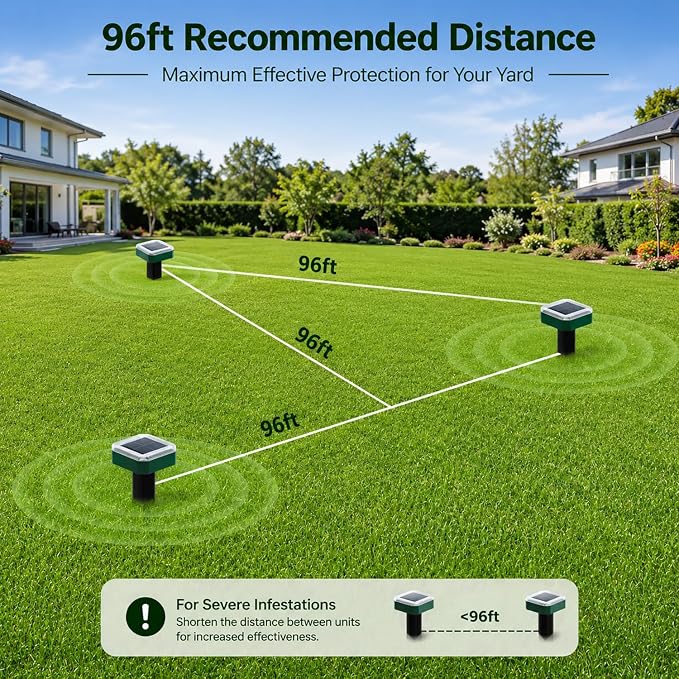 4 Pcs Mole Repellent Solar Powered Ultrasonic Snake Repellent for Yard Skunk Vole Gopher Armadillo Rabbit Groundhog Chipmunk Raccoon Repellent for Lawns, Garden, Outdoor Waterproof Sonic Detterent